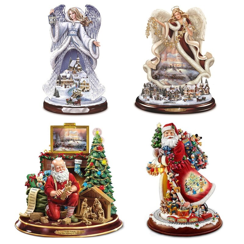 Sculpture rotative d'arbre de noël en Train, décorations de fenêtre en pâte, autocollants de poupée suspendue, décorations pour la maison