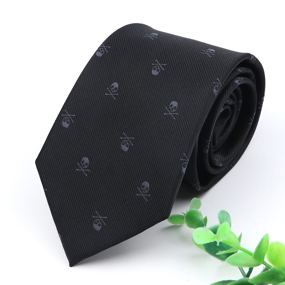 Skull Ties For Men Casual Slim Classic Polyester Neckties Man Tie for Wedding Halloween Party Male tie Neckwear: Tie 8cm-6
