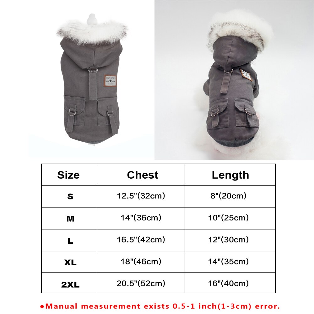 Cool Dog Leather Jacket Coat Warm Winter Pet Clothing Outfit French Bulldog Clothes Coats for Small Medium Dogs: XXL / Navy Blue