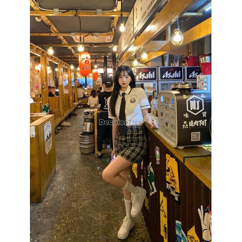 2022 japanese and korean style college style school costume suit high waist hip wrap skirt girl jk uniform daily two-piece set