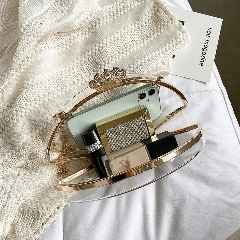 Bolso pequeño transparente de Pvc para mujer, bolsa de noche a la , de de lujo para de verano, con cadena, Color caramelo,
