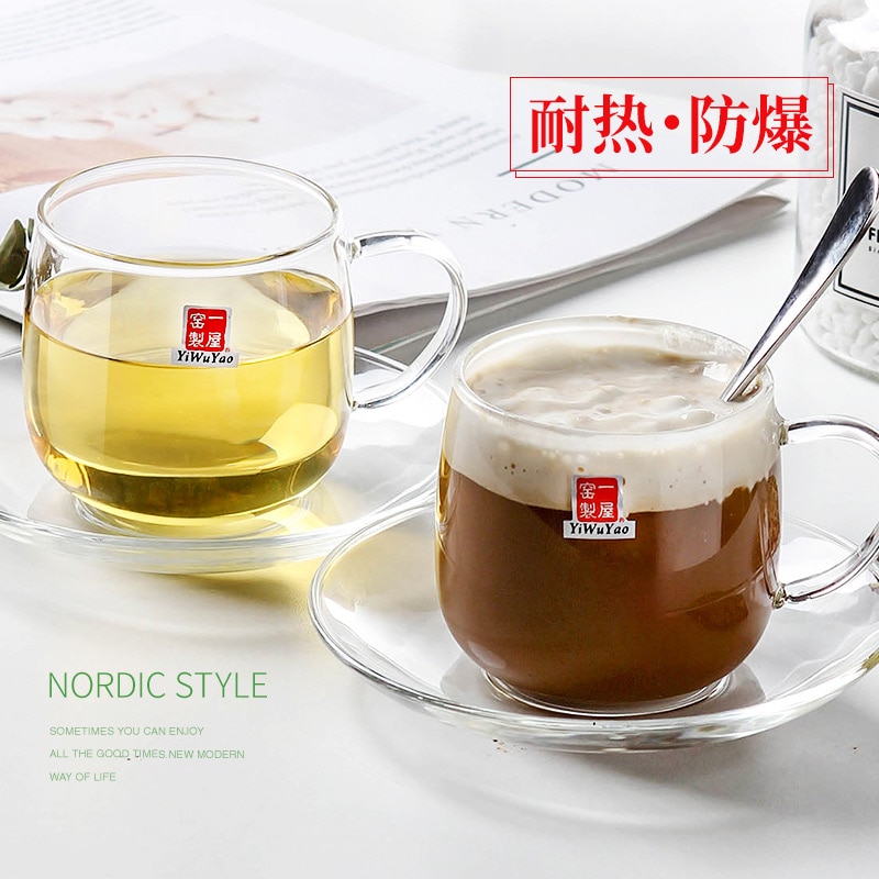 Nordisk glas kaffekop gennemsigtigt glas varmere tekopper og underkopsæt kolde krus silikone xicaras iskaffe kop  ac50bd