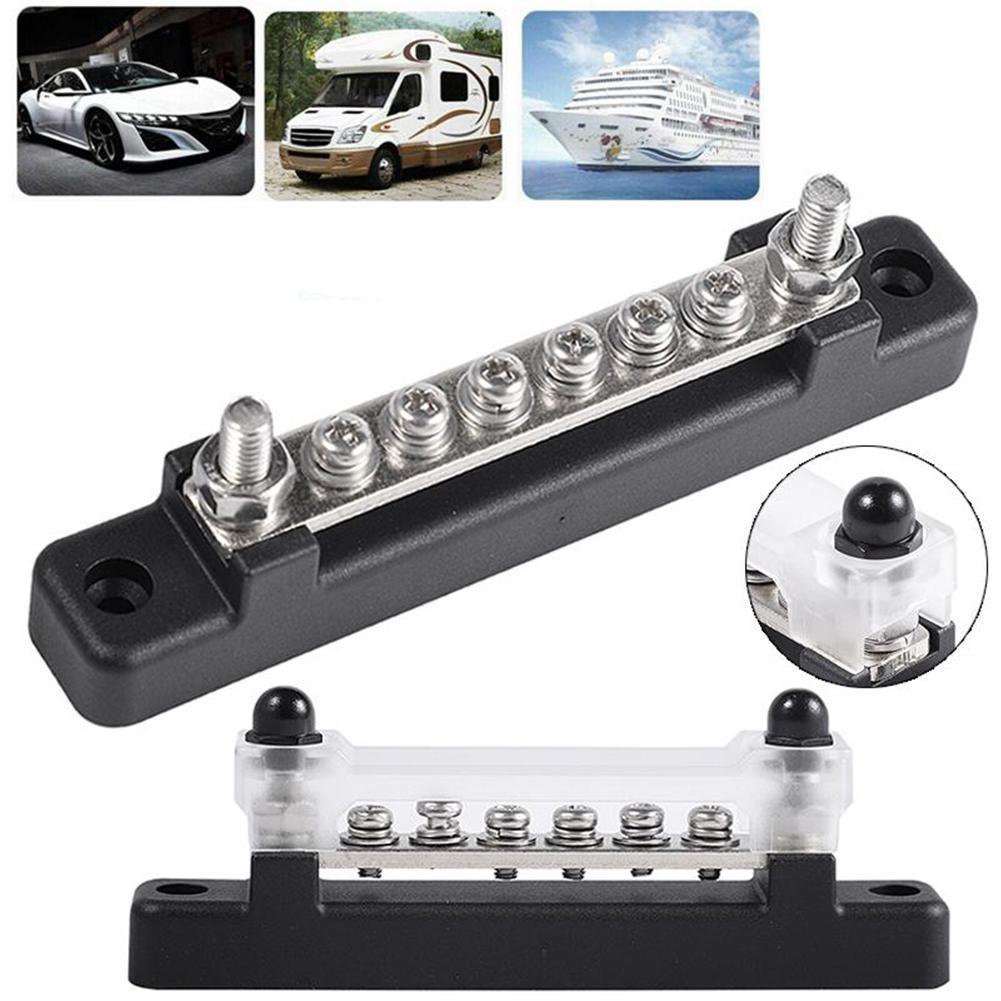 6 Terminal Single-row Bus Bar 150A BusBar Block with Cover Power Distribution Terminal Block for Car Boat Marine Caravan RV