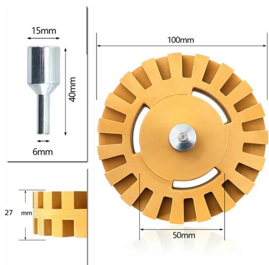4inch 100mm Pneumatic Rubber Eraser Wheel Pad Rubber Decal Eraser Wheel Car Sticker Remover 5/16-24 Teeth Auto Repair Paint Tool