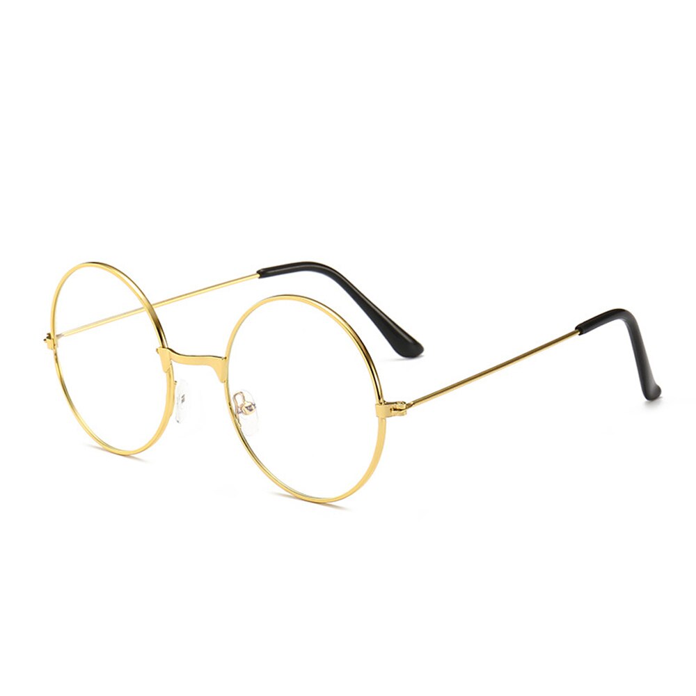 Retro Round Frame Anti-blue Radiation Glasses Ultralight Men Women Blue Light Blocking Glasses Eyewear Students: Ordinary lens gold