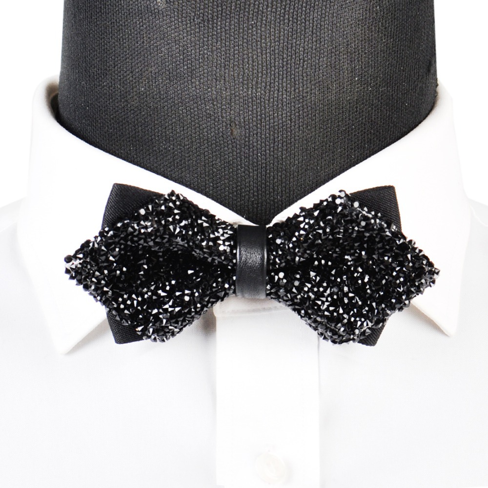 PYJTRL Luxury Diamond Bow Tie Glitter Crystal Rhinestone Men Tuxedo Bow Tie Triangle Adjustable for Wedding Party