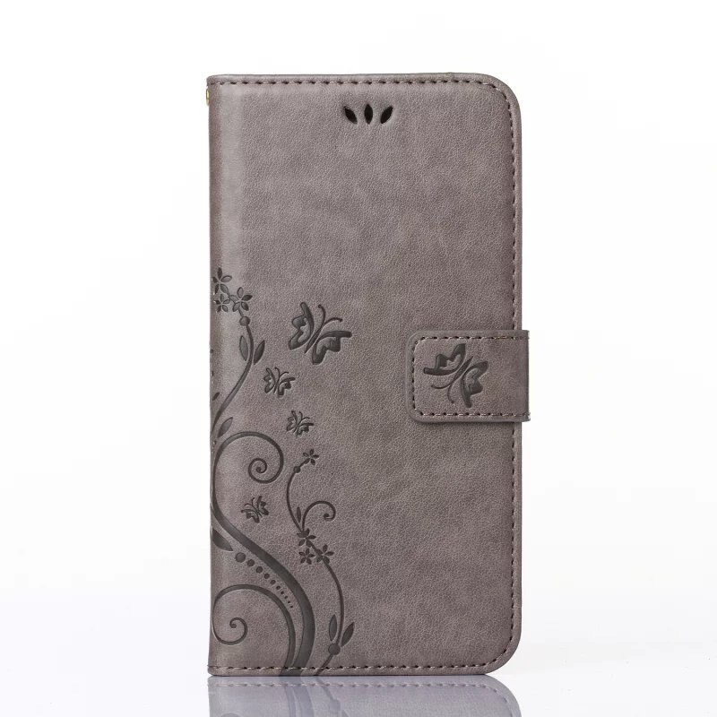 Voor Samsung Galaxy Xcover 3 G388F Xcover3 G388 Case portemonnee Vlinder bloem Magnetische Holster Flip PU Lederen Gevallen: Grijs