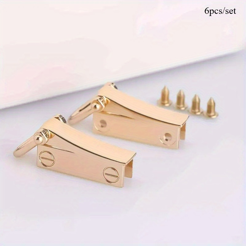 6-delige set metalen zijgespsluitingen, afneembare tasconnectorclip met D-ring, duurzame metalen bevestigingen, schroeven, DIY handtas portemonnee H: Goud