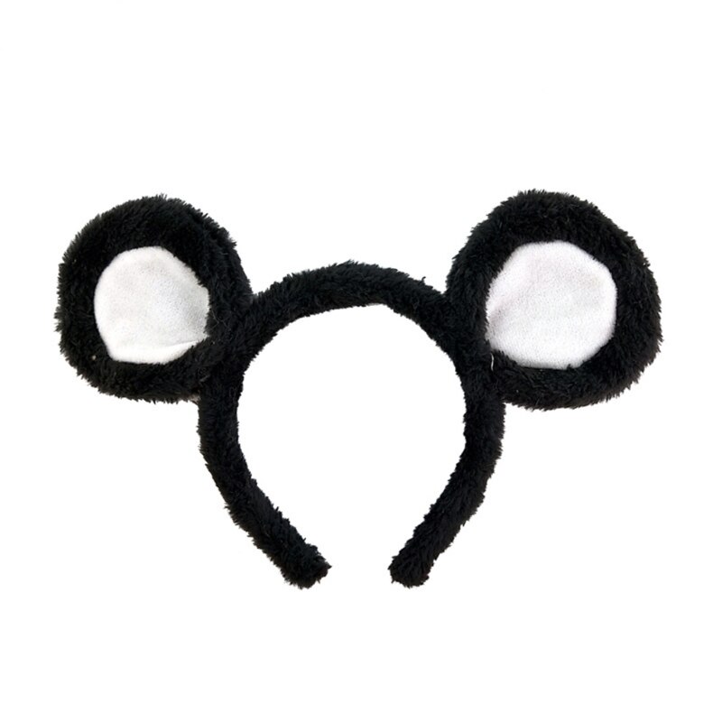 Diademas suaves con orejas de oso, diadema de pelo con orejas de ratón de felpa para lavar la cara, diademas de animales de dibujos animados, disfraz de Halloween