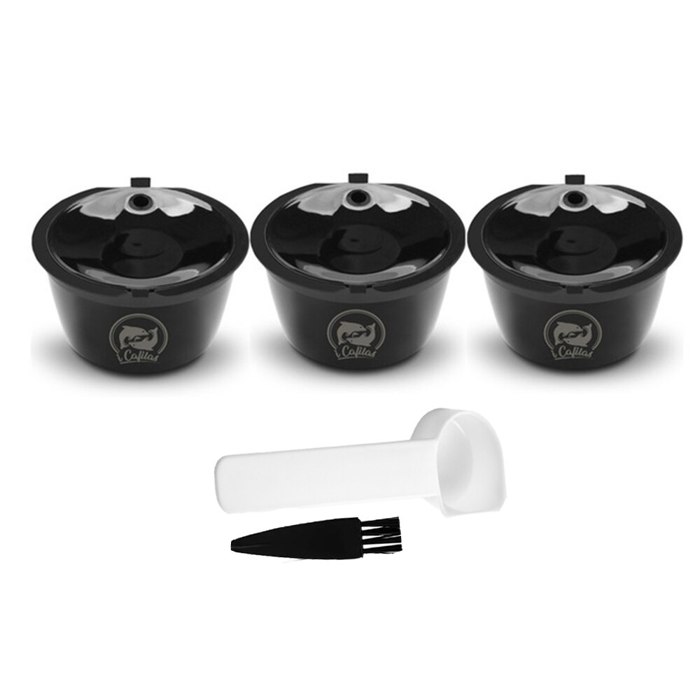 Compatibel Met Dolce Gusto Crema Koffie Capsule Filters Herbruikbare Hervulbare Koffie Capsule Cup Food Grade Plastic: 3Cup Black