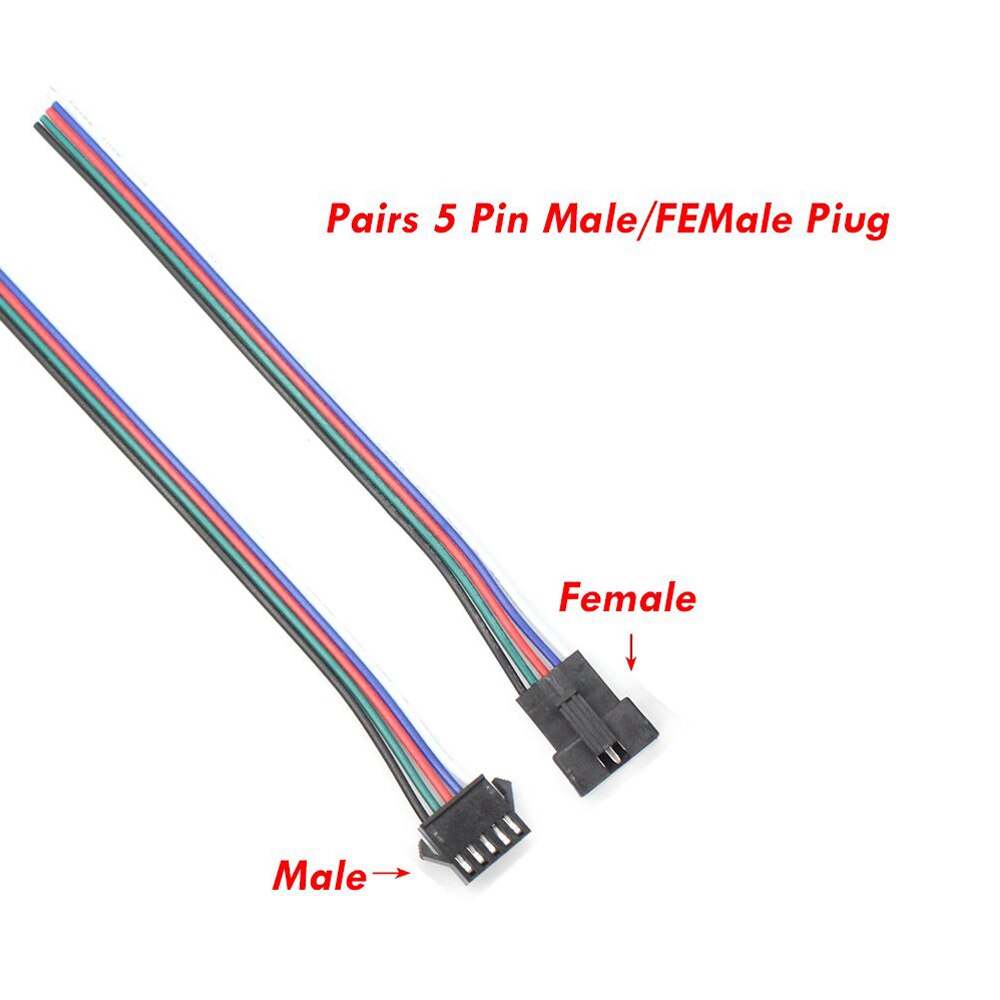 1to2 Splitter Connector 2pin 3pin 4pin 5pin For DC12V 2835 5050 RGB RGBW LED Strip Light SM JST Male Female Connector Wire Cable