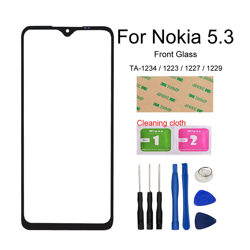 Panneau tactile extérieur en verre pour Nokia 6.1 Plus/5.3/5.1/5.1plus/2.1/3.1 Plus, panneau avant de réparation de téléphone (sans écran tactile): 5.3 Black