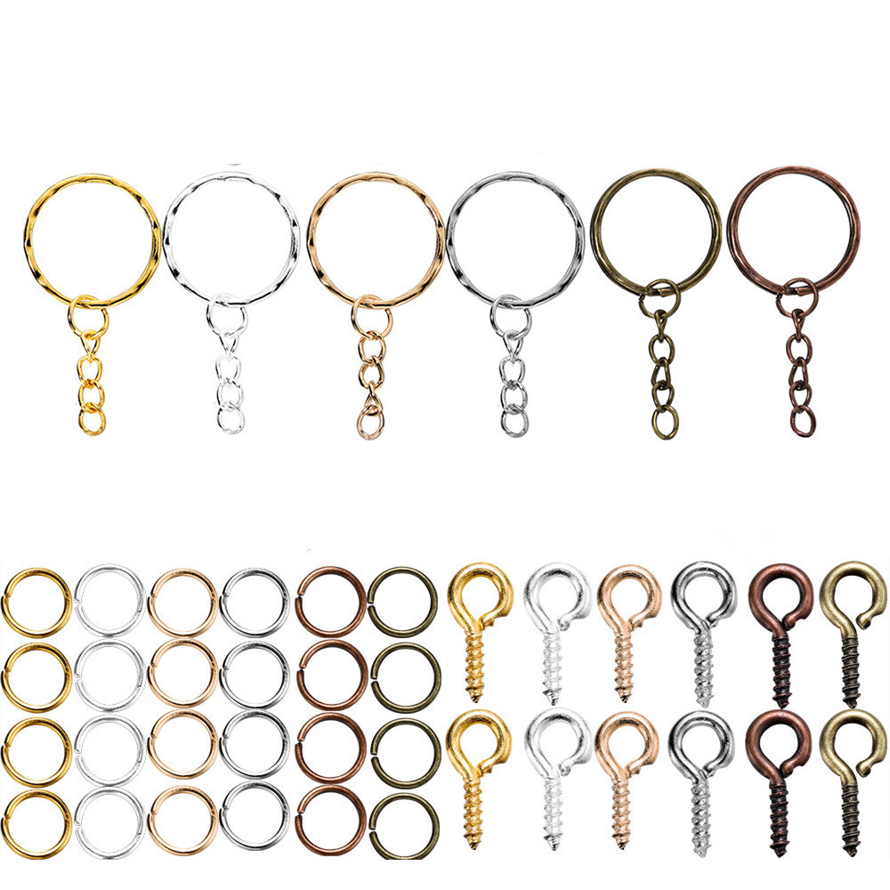 110/220pcs/Set Keychain Open Jump Rings Eye Pins Jewelry Making Accessories Kits for DIY Epoxy Resin Key Chain Key Ring Pendants: 8 cm / Blue