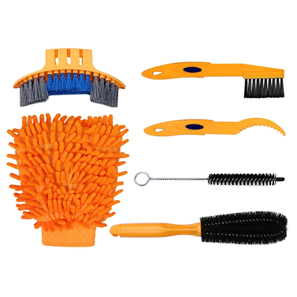 6 pcs/set bike chain cleaner bicycle cleaning tool kit bicycle tire brush brake disc cleaner MTB washing set