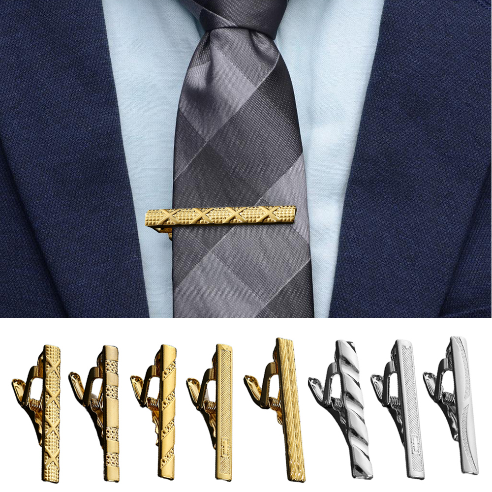 Clips de alfiler de corbata clásicos para hombres, Clip de corbata de simplicidad de negocios, joyería de , barra de corbata de boda exquisita, Color plateado y dorado