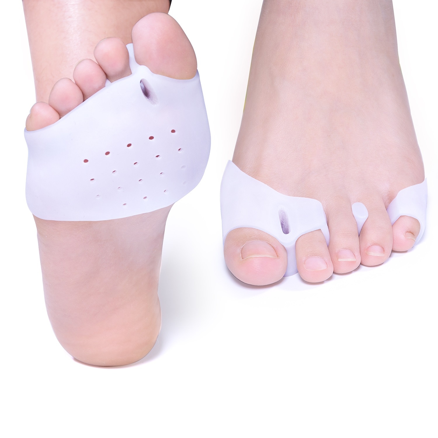 4 st= 2 par framfotsdynor spridare bunion liktornar överlappande tåavskiljare fotkuddar hallux valgus fotvård pedikyr  d3498