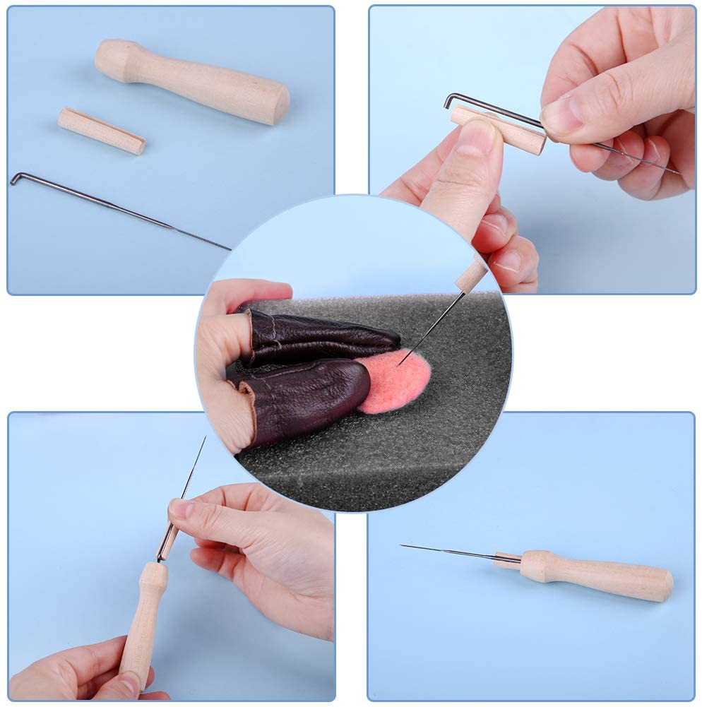 LMDZ Wool Felt Needle Poked Kitting Kit Beginner, Cute Bear DIY Handcraft With Photo Frame Wool Felting Supplies For Arts Crafts