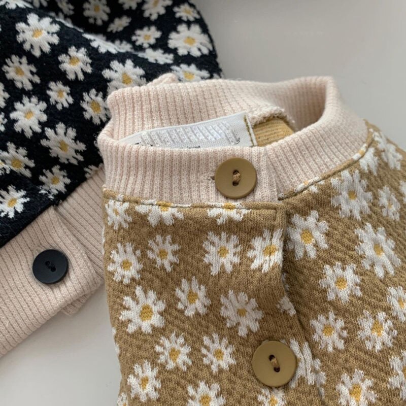 6-36M Baby Baby Herfst Winter Bloemen Jas Baby Meisje Kleding Bladerdeeg Mouw Prinses Vest Katoenen Kleding Voor kinderen