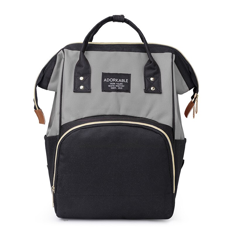 Rugzak Mode Koreaanse Stijl Luiertas Multifunctionele Grote Capaciteit Tas Mother 'S Bag Zuigfles: Black with Grey