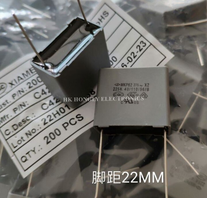 30PCS MKP62 275V X2 224K 105K 225K 0.22UF 1UF 2.2UF 275VAC P=22.5mm Film Capacitor: 275V 225K 2.2UF
