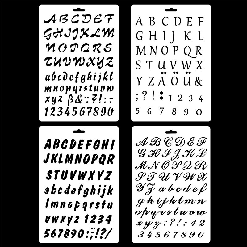 4Pcs/Lot 27cm Alphabet Letters DIY Craft Layering Stencils Painting Scrapbooking Stamping Embossing Album Card Template: Default Title