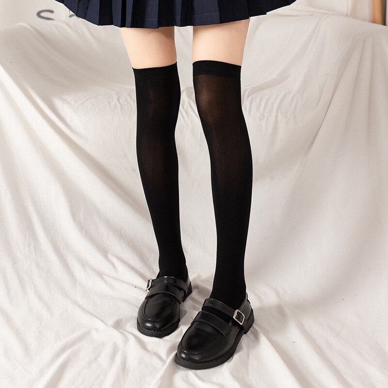 Calze a righe Lolita nere calze lunghe alte sopra le calze al ginocchio calze alte al ginocchio per ragazze calze bianche panyquelli neri: Black 3
