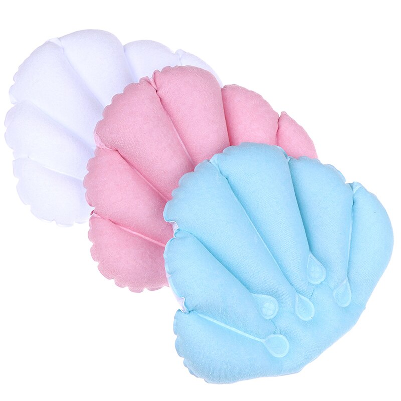 Soft Home Spa Inflatable Bath Pillow Cups Shell Shaped Neck Bathtub Cushion Support Pillow Bathtub Cushion