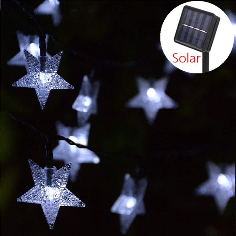 Solar-Stern-Lichterkette für den Außenbereich, wasserdicht, solarbetrieben, LED-Lichterkette für Weihnachten, Terrasse, Garten, Hof, Veranda, Hochzeitsdekoration: ROSE / 0-5W