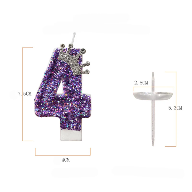 Purple crown Birthday Candles number 0 to 9 Princess cake decoration candles Anniversary Party decorations