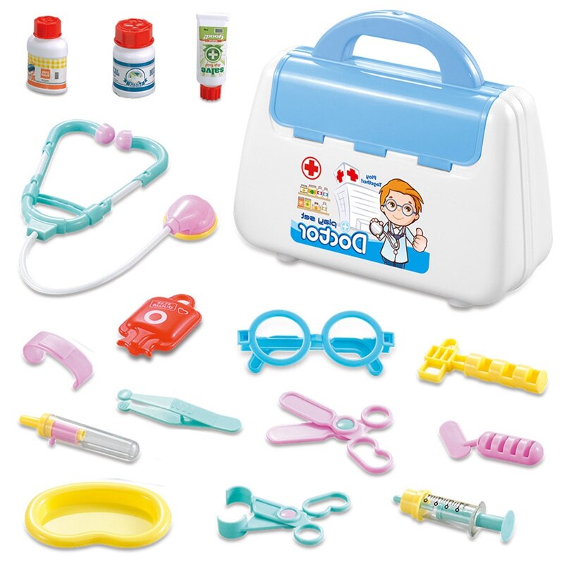 Børn legetøj piger drenge børn foregiver at spille læge legetøjssæt 15 stk simulation sygeplejerske boks sæt spil fødselsdag: Bl
