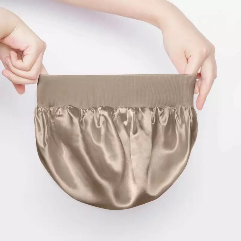 Style 100% Mulberry Silk Night Sleep Cap Elastic Women Shower Caps Big Bonnet For Lady Sleep Cap 19 Momme