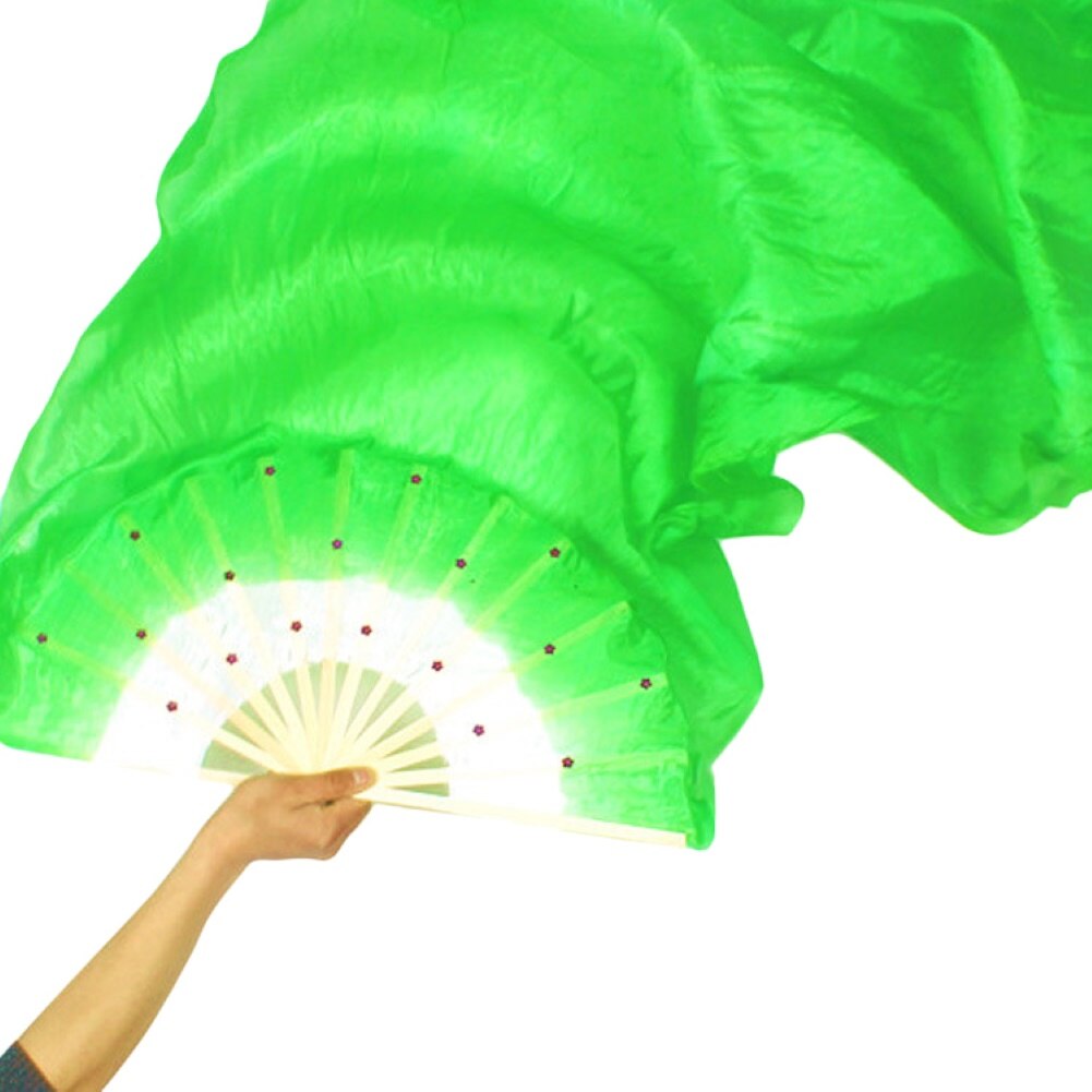 1.5m style chinois ventilateur bambou Imitation soie danse Kung Fu Tai Chi Fans scène Performance accessoires: green