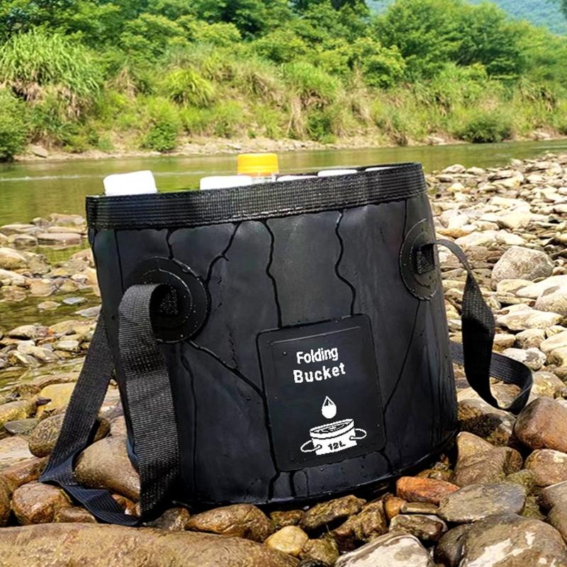 652F MultiPurpose Foldable Pails Bucket Portable Folding Bucket Travel Basins for Hiking, Camping and Outdoor Survival
