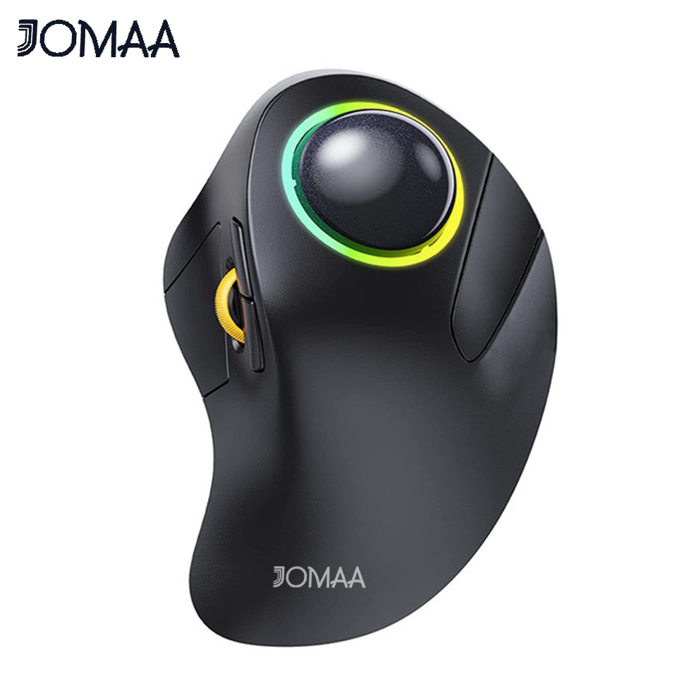 JOMAA RGB-hintergrundbeleuchtete kabellose Trackball-Maus, kabellos, 2,4 G, wiederaufladbar, ergonomische Rollerball-Gaming-Maus für Laptop, Mac, iPad, Spiel: Default Title