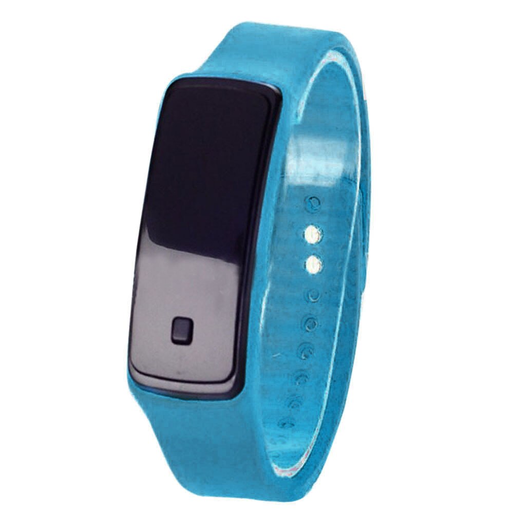 Sport LED Women Watches Candy Color Silicone Rubber Touchscreen Digital Watches Waterproof Bracelet Wrist Watch JAN88: Sky Blue