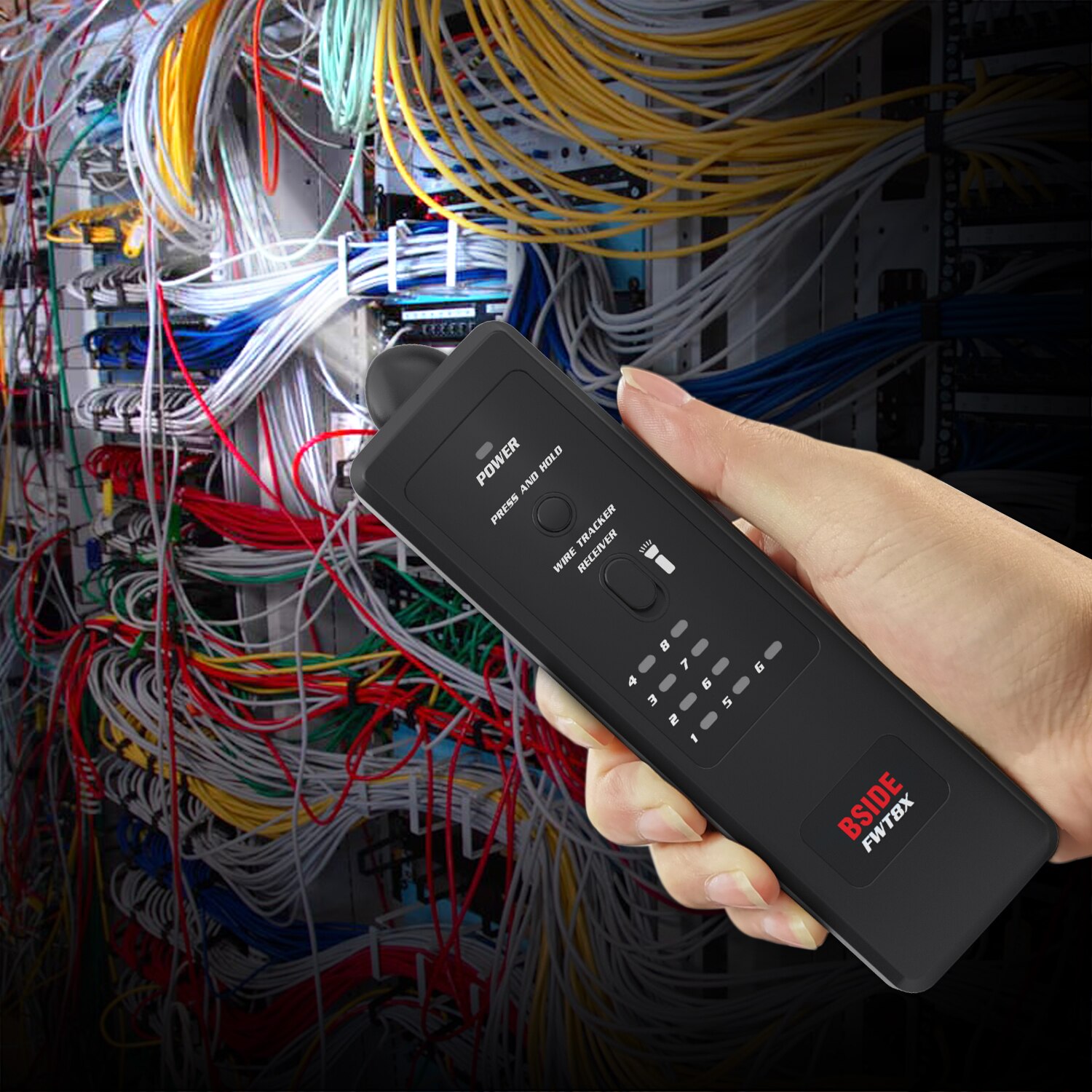 BSIDE-FWT8X Wire Tracker RJ11 RJ45 Ethernet LAN Cable Tester Line Finder Dual Mode Network Finder with Flashlight