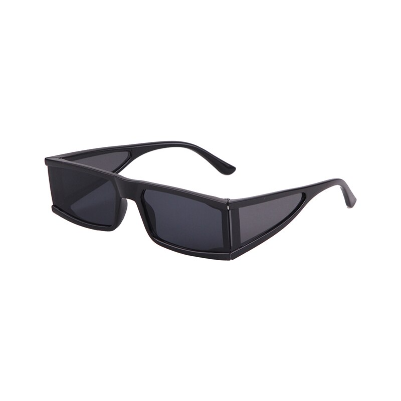 Die Cutie Smalle Rechthoek Zonnebril Shades Vrouwen Mannen Vintage Rechthoekige Frame 90 S Trendy Zonnebril S135: C1  black gray