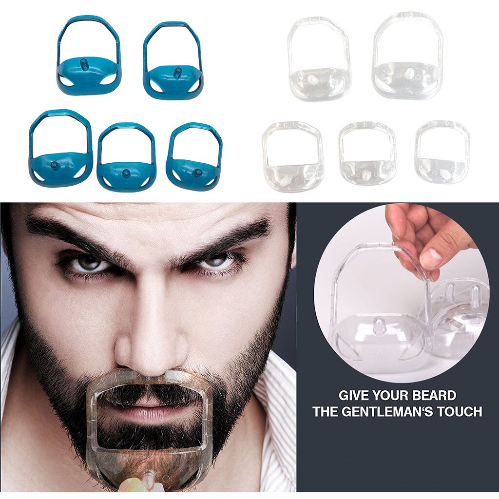 Paquete de 10 plantillas para modelar bigote, Barba, goatí, transparente + azul