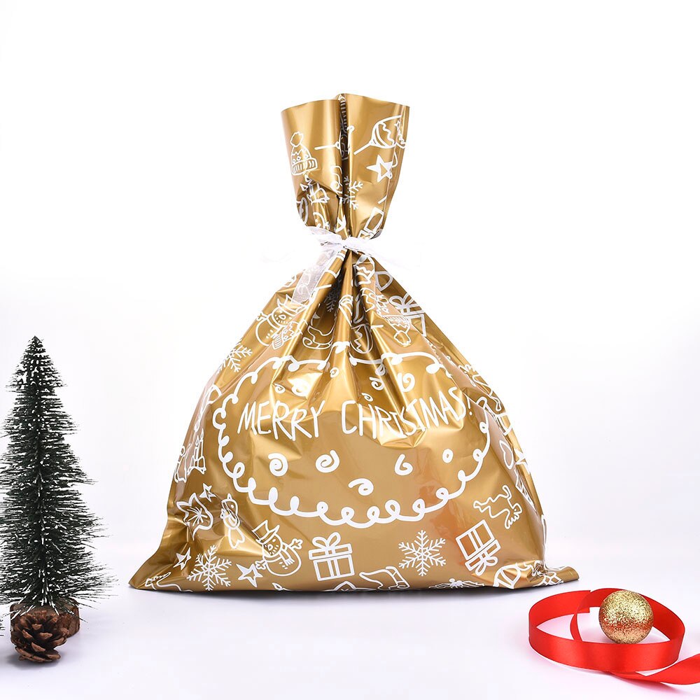 Christmas Sacks Drawstring Wrap Party Bag Storage Foil Bags Christmas Candy Bag