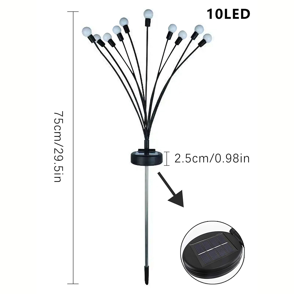 1pc stk . 6/8/10 led-pakke med solcelledrevne ildfluelys, opgraderede solcelledrevne havelys udendørs vandtætte solcelledrevne svajende landskabslys: Rose