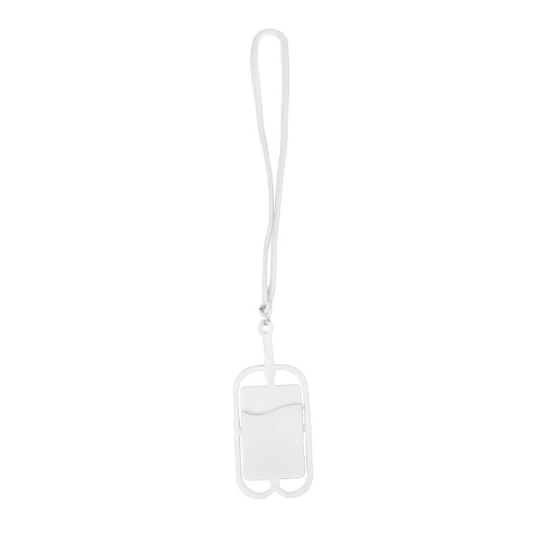 Aftagelig silikonebånd mobiltelefon taskeholder halsrem med id-kortslot: W