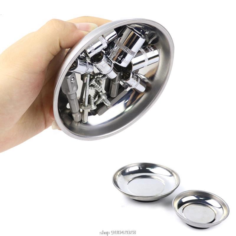 Mini Magnetic Parts Tray Stainless Steel Magnetic Bowl Tool Socket Screw Holder for Bolts/ Nuts/Wrenches/ Small Parts