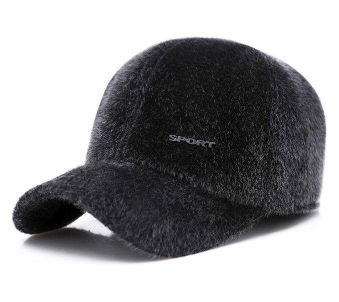 Haige 003 solide sorte ældre mænds causl kunstige pels baseballkasket alderen casquette gorros øreflap vindtæt snapbacks hatte