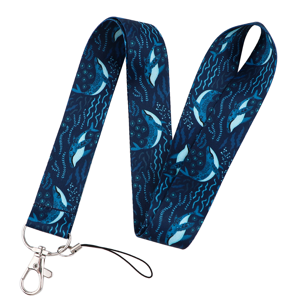 YQ973 Whales Key Lanyard Phone Strap Keychain Lariat Phone Rope Shark Animals Key Cord ID Credit Card Badge Holder: Red