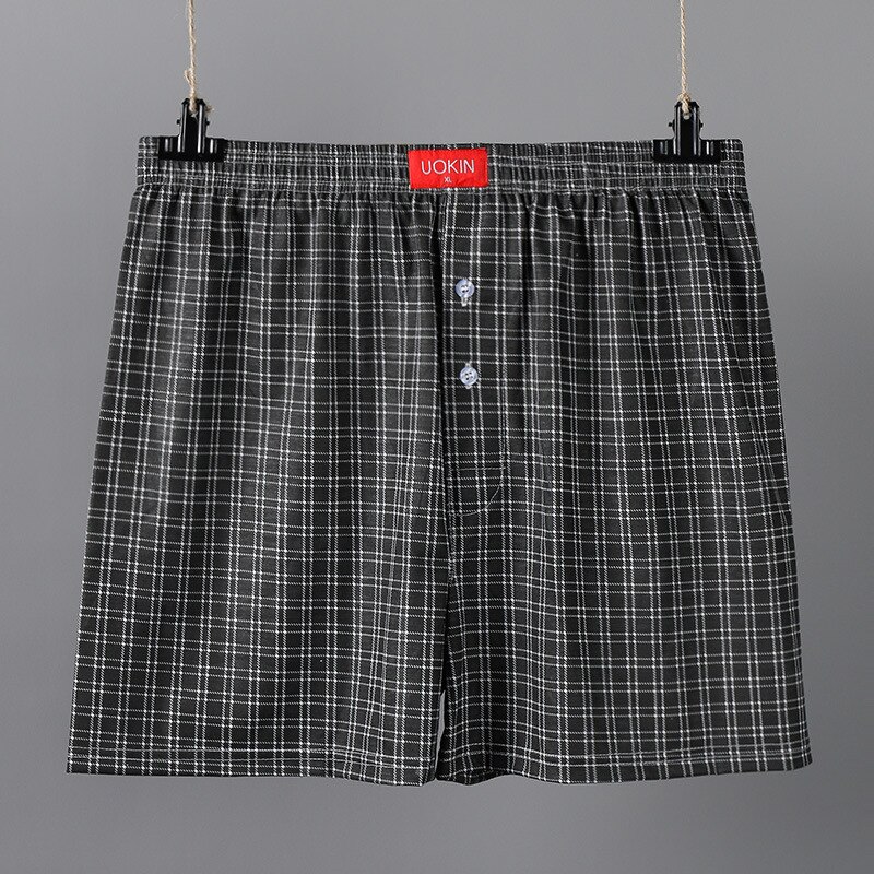 Men Sleep Bottoms Simple Shorts Blue Plaid Summer Male Short Pants Loose Home Wear Pyamas Casual Home Clothes