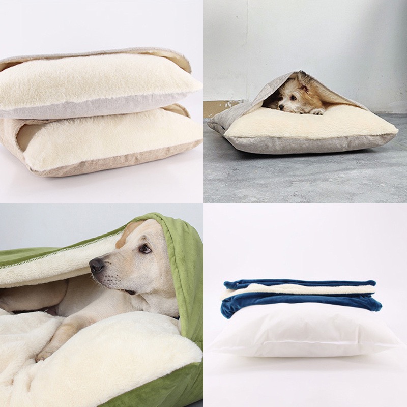 Camas y muebles Cama para mascotas para perros con cubierta extraíble Perrera grande Bolsa cálida para perros con manta Casa para perros grandes Accesorios para mascotas