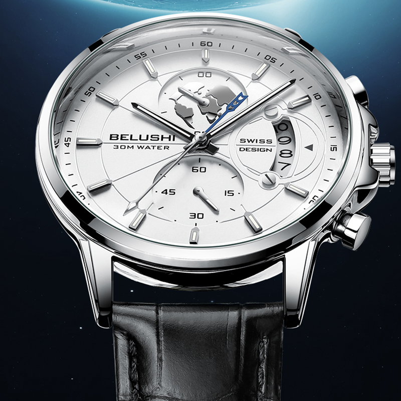 Herenhorloges Waterdichte chronograaf sporthorloges Heren quartzhorloges luxe lederen horloge voor heren Casual zakelijk