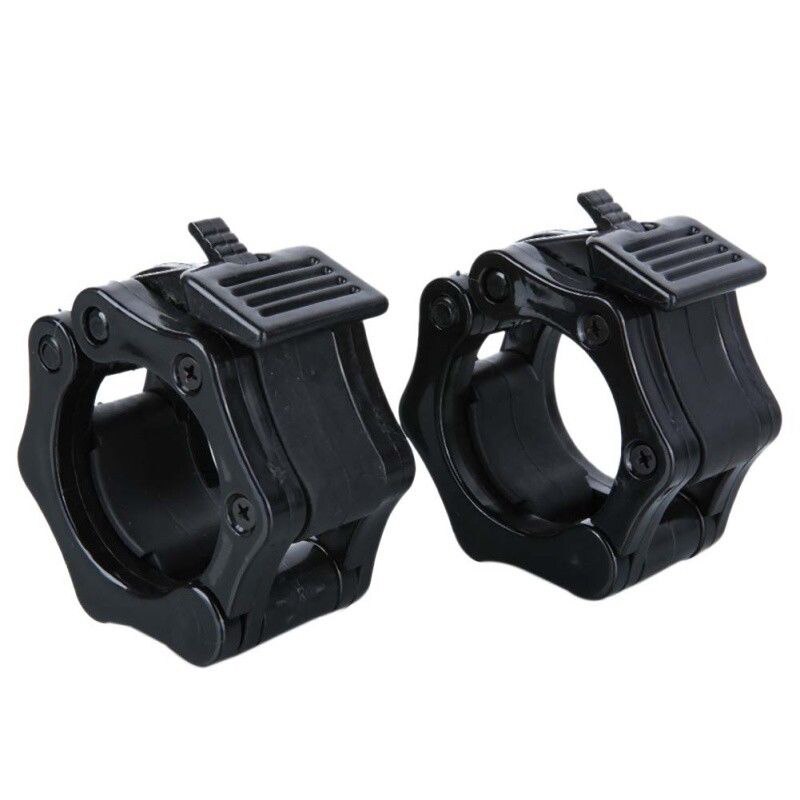 2 Inch Weightlifting Bar Locks Barbell Clamp Collars Clips Fitness Gym Training: Black