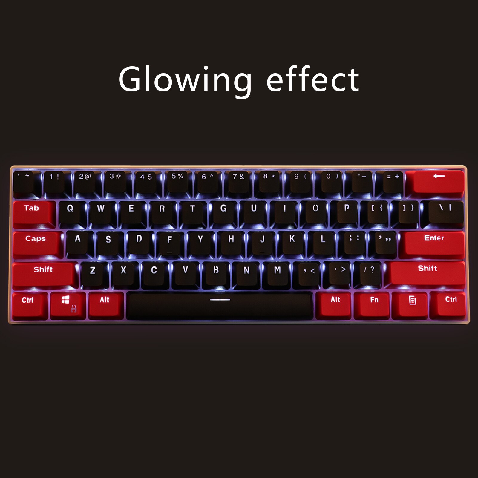 Pbt keycap 61 nøgle rød og sort dobbelt farve baggrundsbelysning keycaps universal kolonne til ikbc cherry mx annie mekanisk tastatur