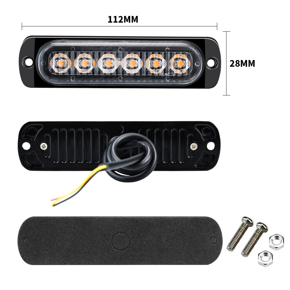 2x lastebiler 12v 24v 6 smd led strobe varsellys strobe grill blinkende lysbjelke bil varelampe gul gul hvit trafikklys